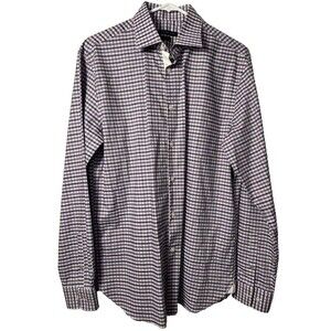 John Varvatos Men’s Medium 15.5 34/35 Gingham Button‑Down Shirt NWOT